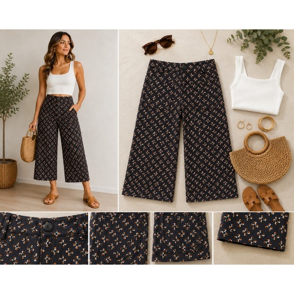 Maeve by Anthropologie Pants - Maeve by Anthropologie The Colette Cropped WideLeg Pants Geometric Print Size 26
